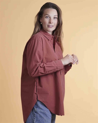 Elsk - Poplin Hemd - Mahogany Red